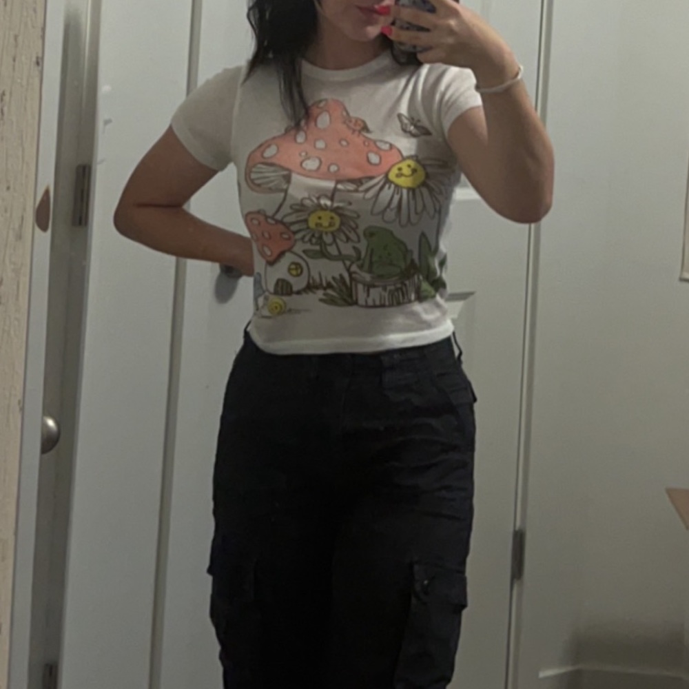 Mushroom and frog baby tee